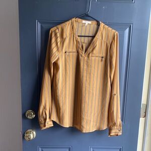 Striped Mustard Long Sleeve Blouse